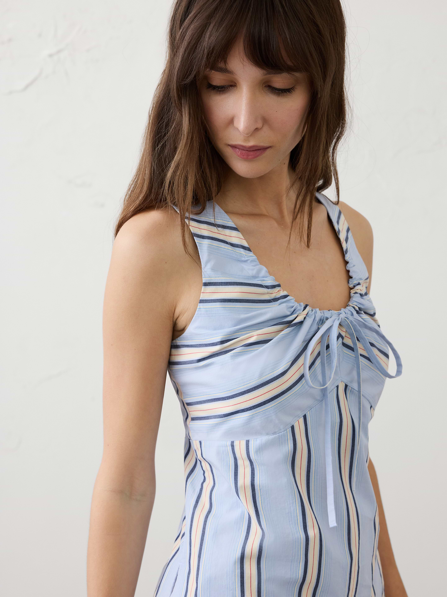Image number 3 showing, Poplin Cinched Neck-Tie Top