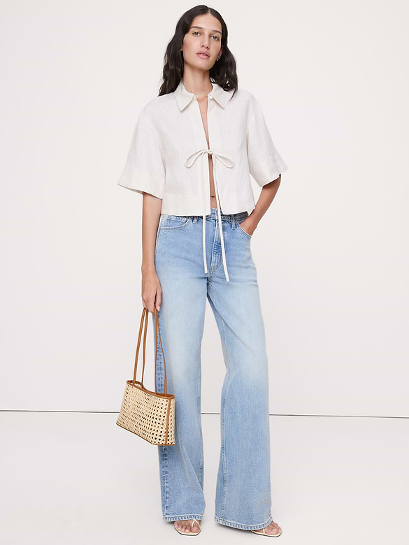 Linen Tie-Front Shirt