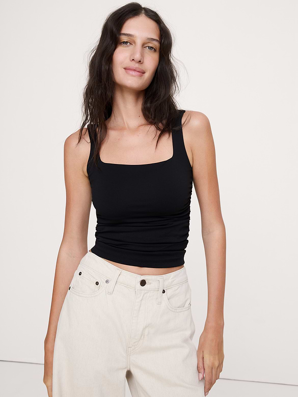 Square-Neck Ruched Top