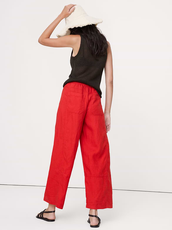 Mid-Rise Relaxed Painter Pull-On Pant in Linen