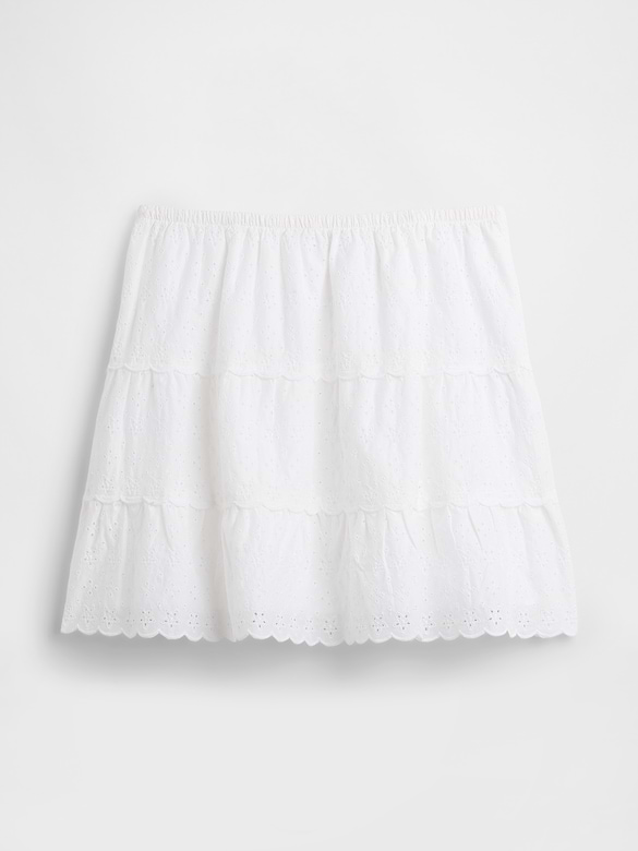 Tiered Eyelet Mini Skirt