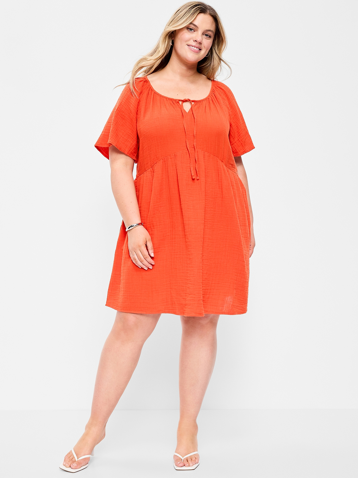 Maternity Crinkle Gauze Flutter-Sleeve Mini Swing Dress | Old Navy