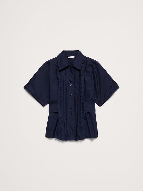 Pleated Cotton Poplin Top