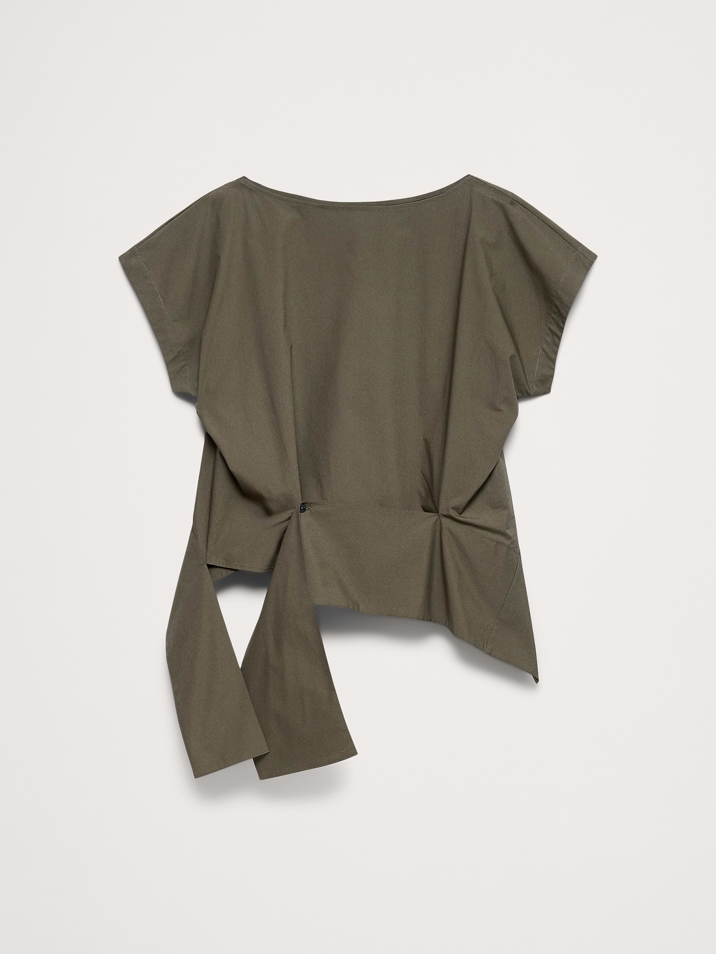 Image number 4 showing, Cotton Poplin Boatneck Asymmetrical Top