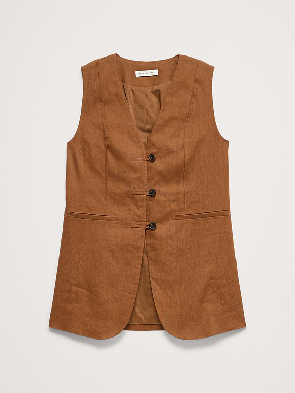 Stretch Linen-Viscose Long Vest