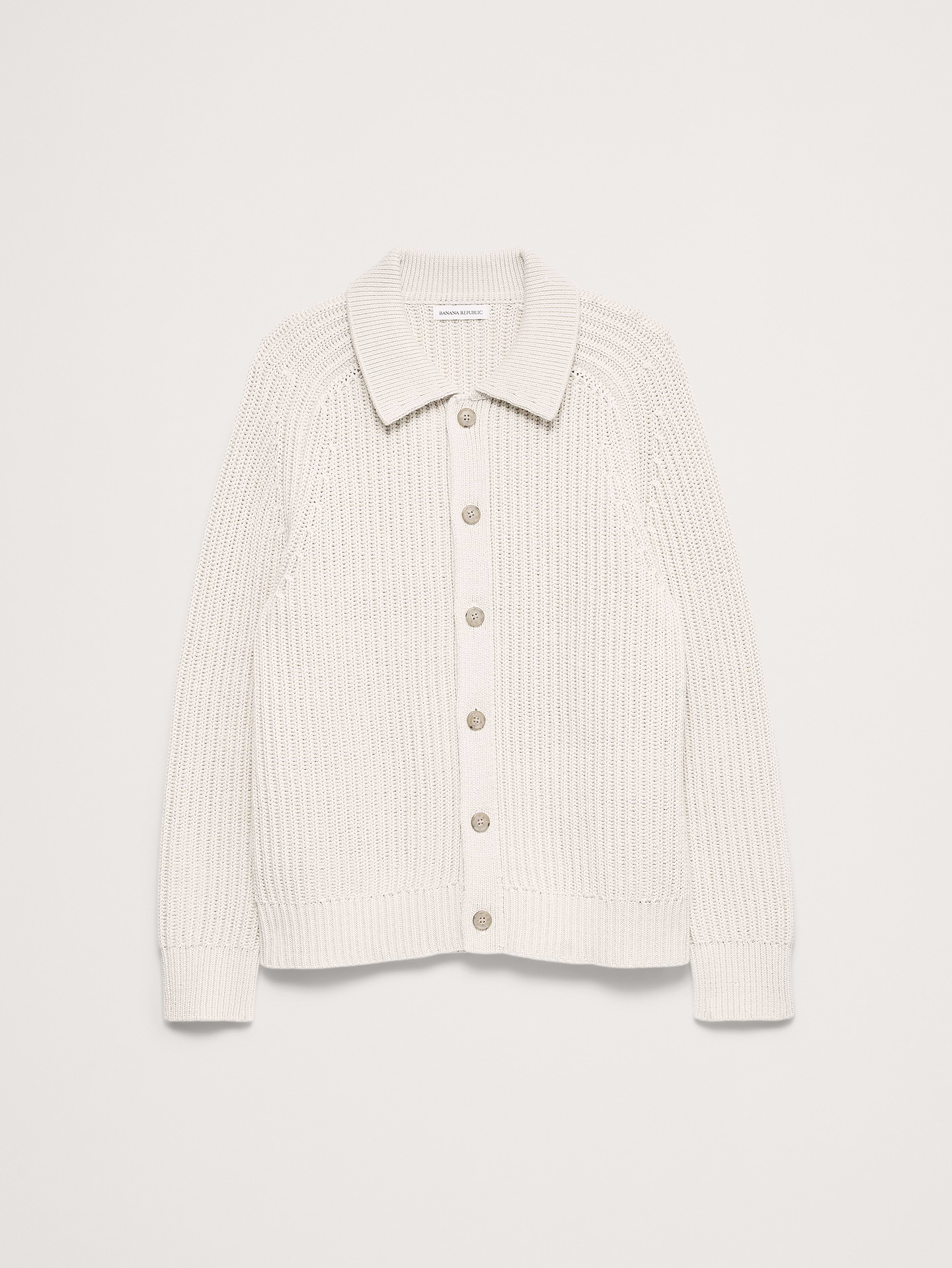 Image number 4 showing, Cotton Ribbed Polo Cardigan