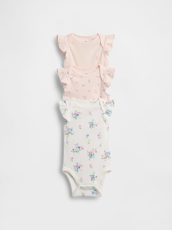 Baby First Favorites TinyRib Ruffle Bodysuit (3-Pack)
