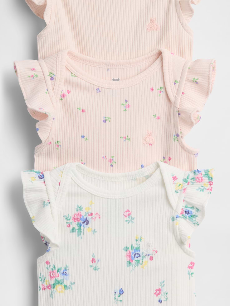Image number 3 showing, Baby First Favorites TinyRib Ruffle Bodysuit (3-Pack)