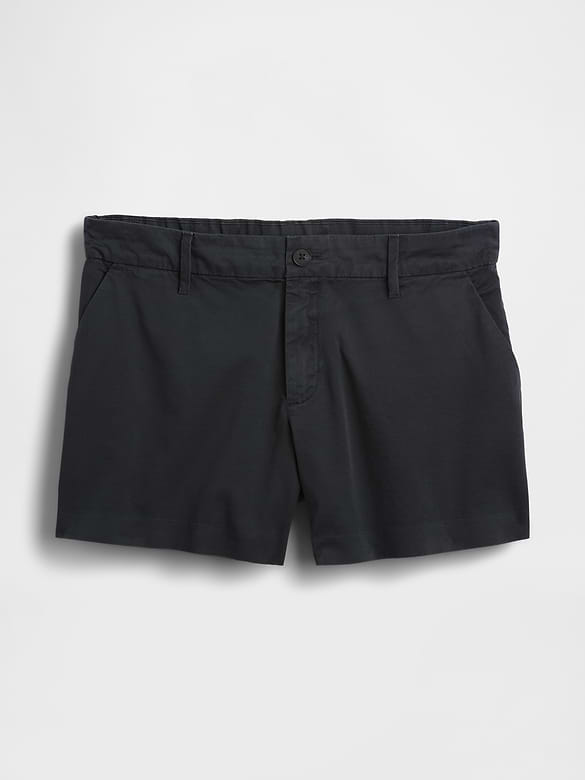 Mid Rise Khaki Shorts