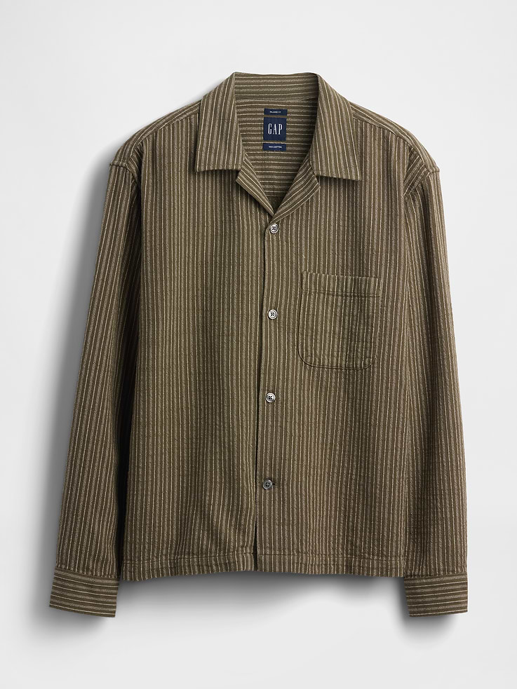 Image number 5 showing, Dobby Stripe Relaxed Straight-Hem Shirt