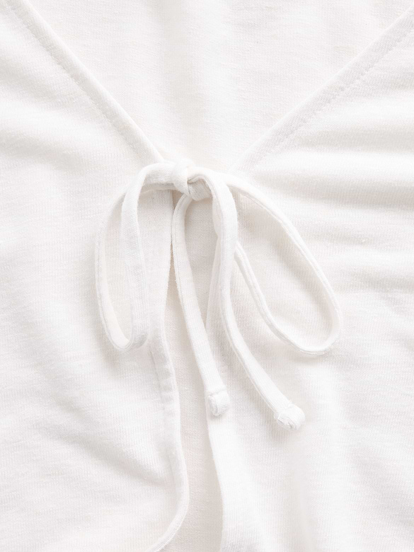 Linen-Blend Tie-Front Cardigan