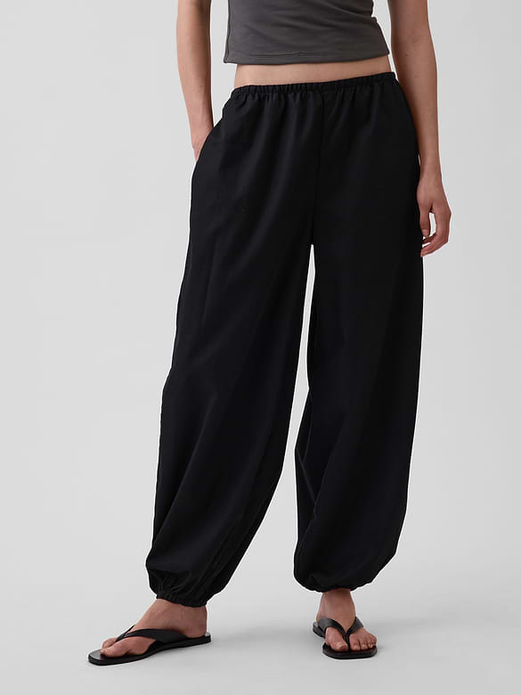 Organic Cotton Poplin Easy Baggy Joggers