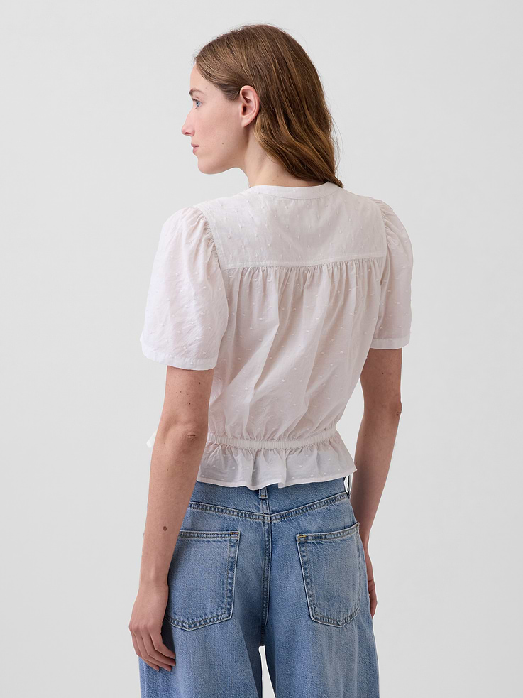 Image number 3 showing, Button-Front Crop Peplum Top