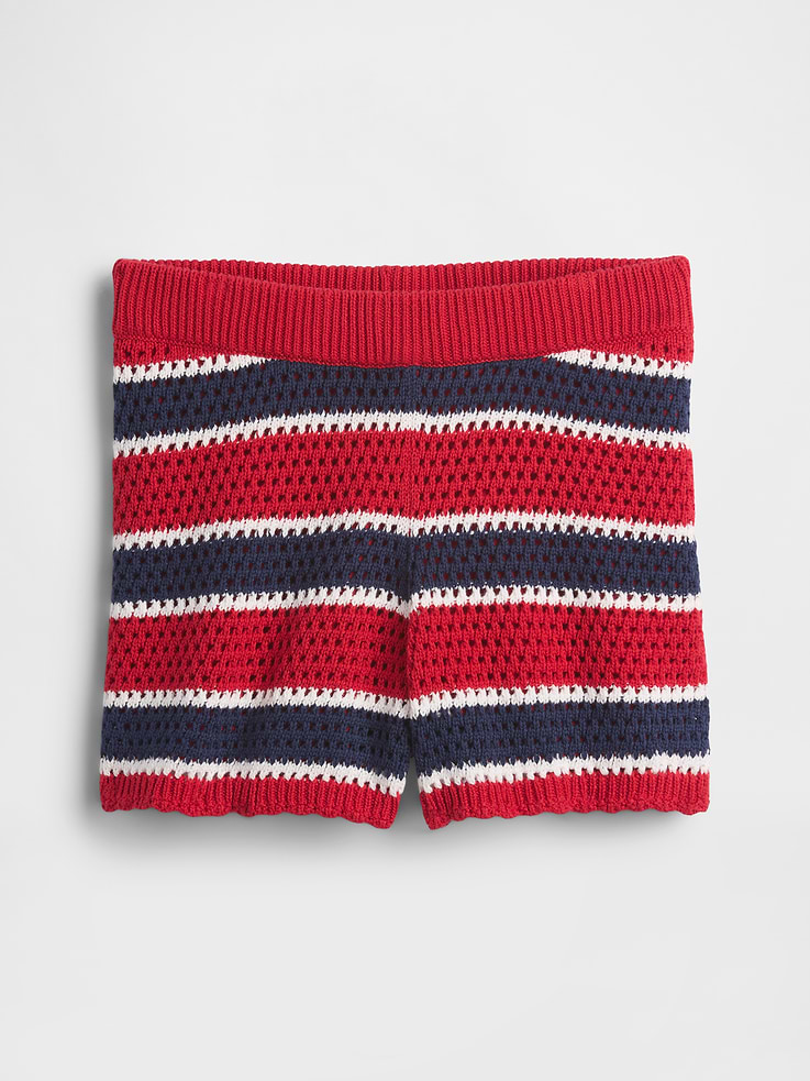 Image number 2 showing, Kids 100% Cotton Crochet Stripe Easy Shorts