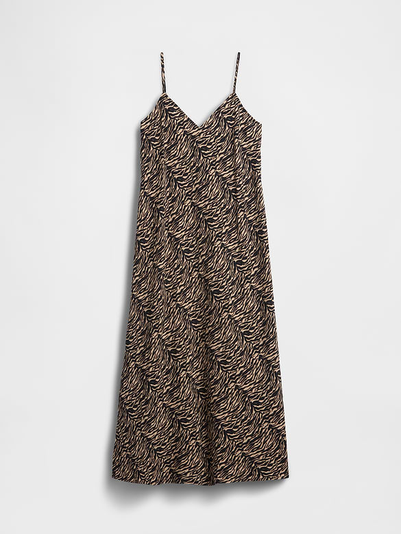 Zebra Print Midi Slip Dress