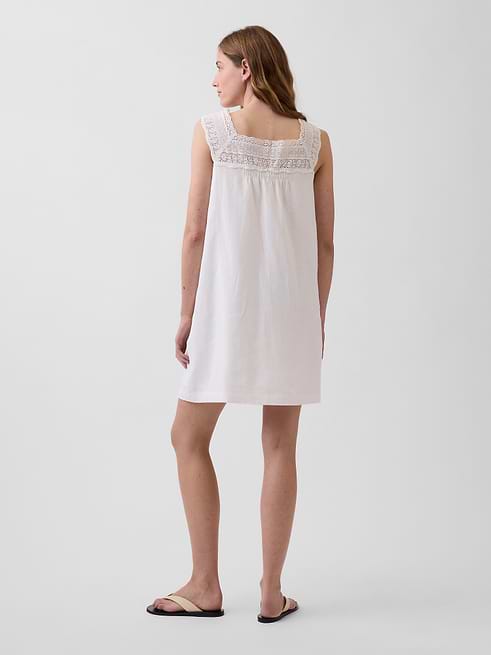 gap crochet midi sweater dress Women's Linen-Blend Yoke Mini by New Off White Size L chicago custom dress Models wearing Gap size Women's Light blue Smocked-Bodice Gap factory Size:XS - 8 UK