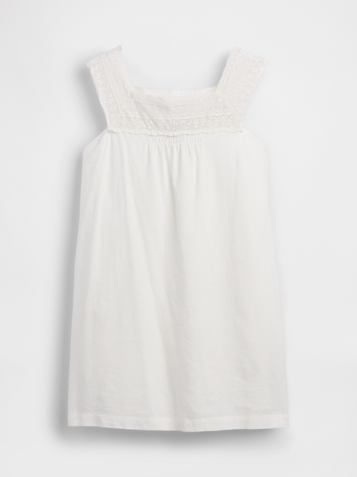 Linen-Blend Crochet Yoke Mini Dress | Gap