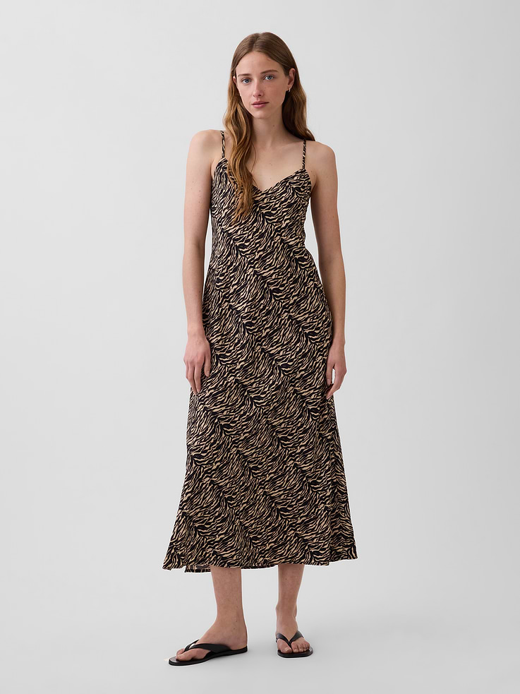 Image number 1 showing, Zebra Print Midi Slip Dress