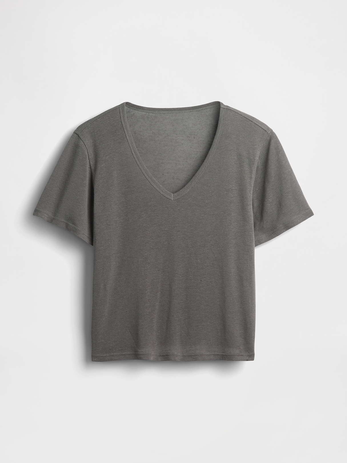 Linen-Blend Relaxed V-Neck T-Shirt | Gap