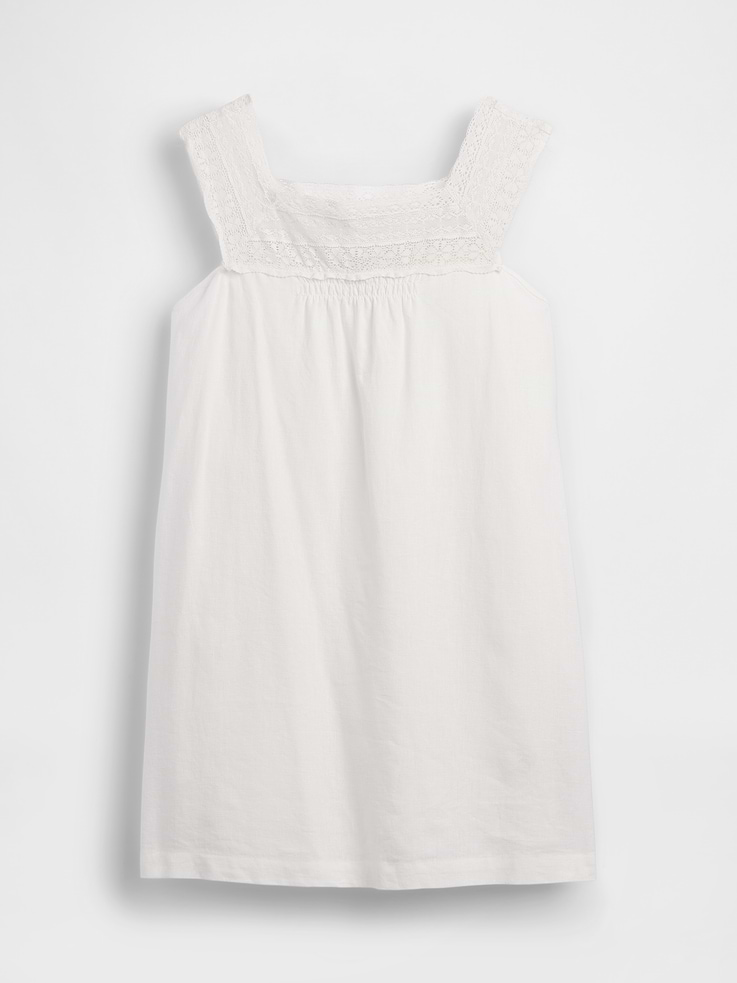 Image number 5 showing, Linen-Blend Crochet Yoke Mini Dress