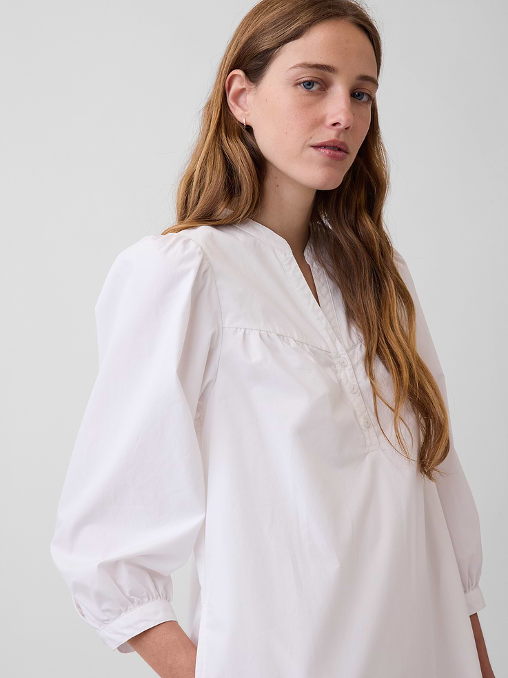 Image number 4 showing, Poplin Henley Mini Dress