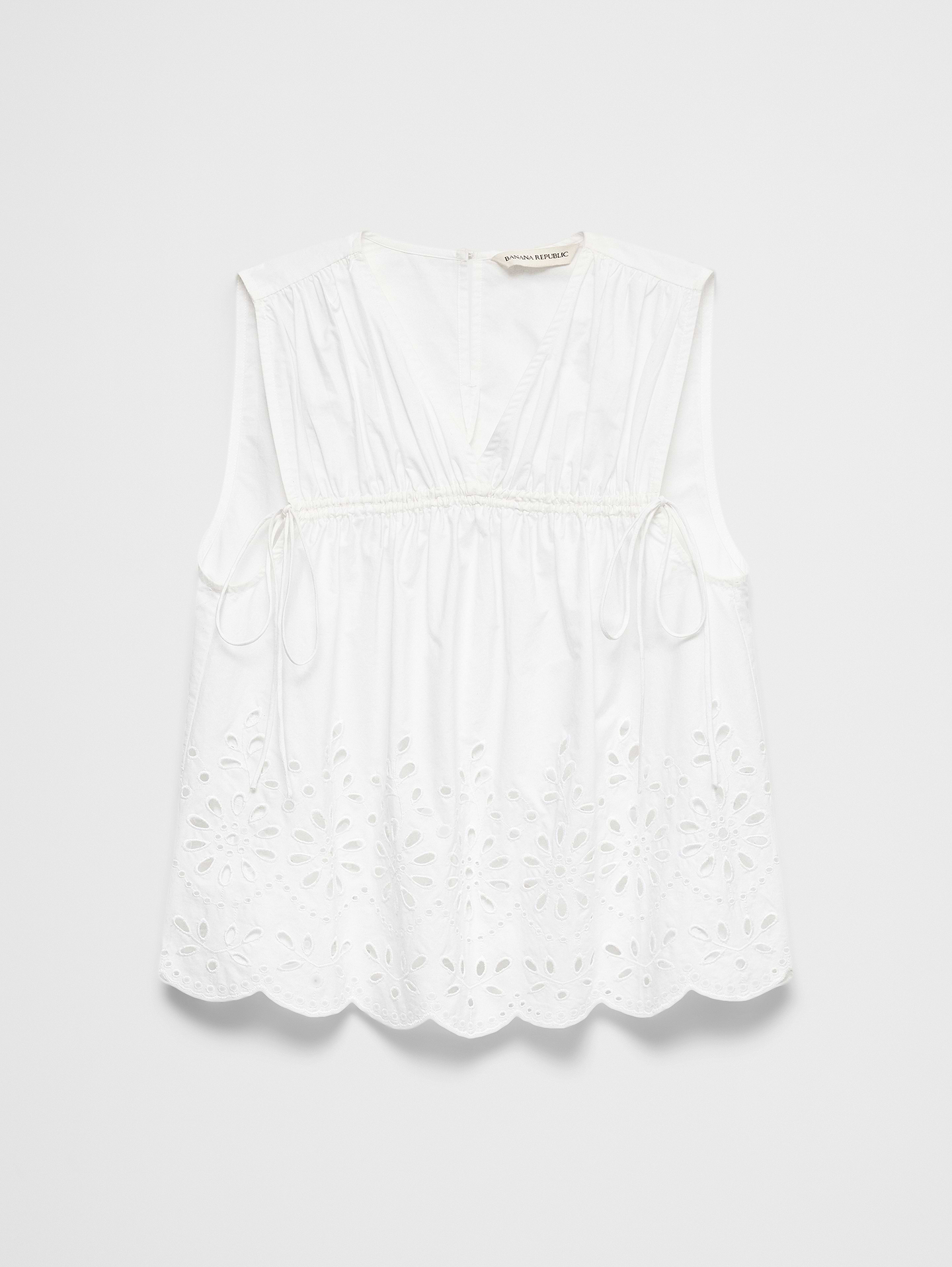 Image number 4 showing, Poplin Cinched-Ties Eyelet Top