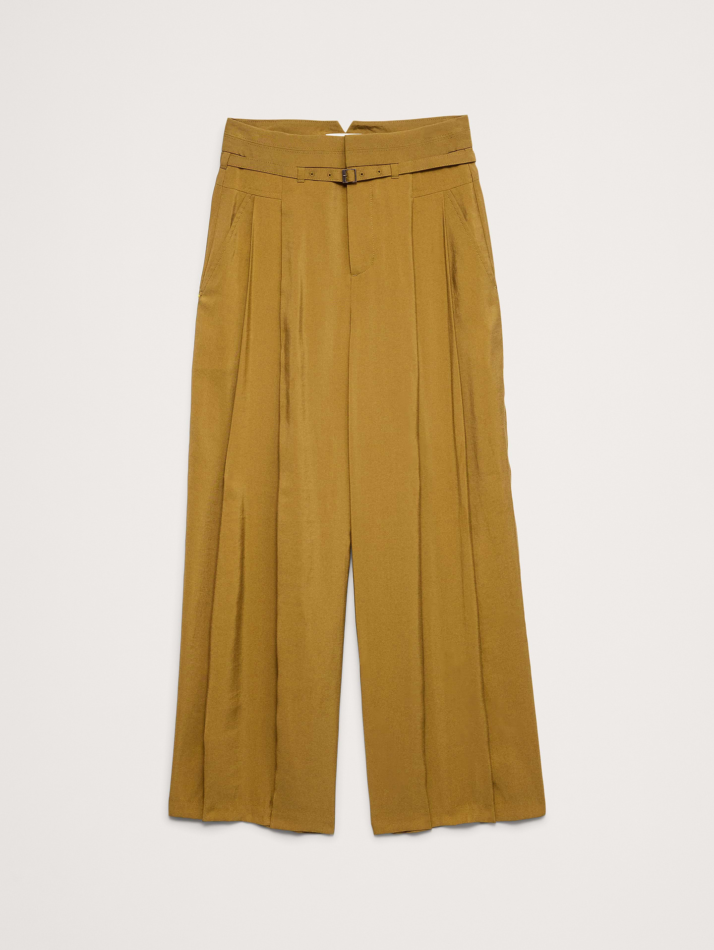 Image number 4 showing, Pleated Wide-Leg Cropped Pant in Luster Twill