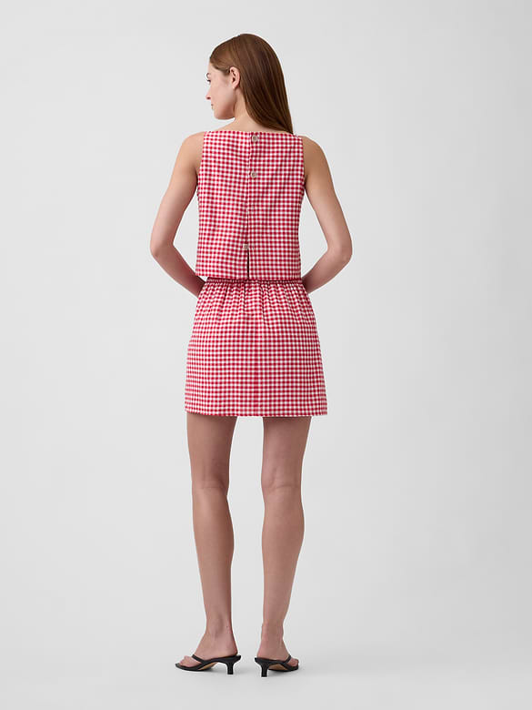 Linen-Blend Pull-On Mini Skirt