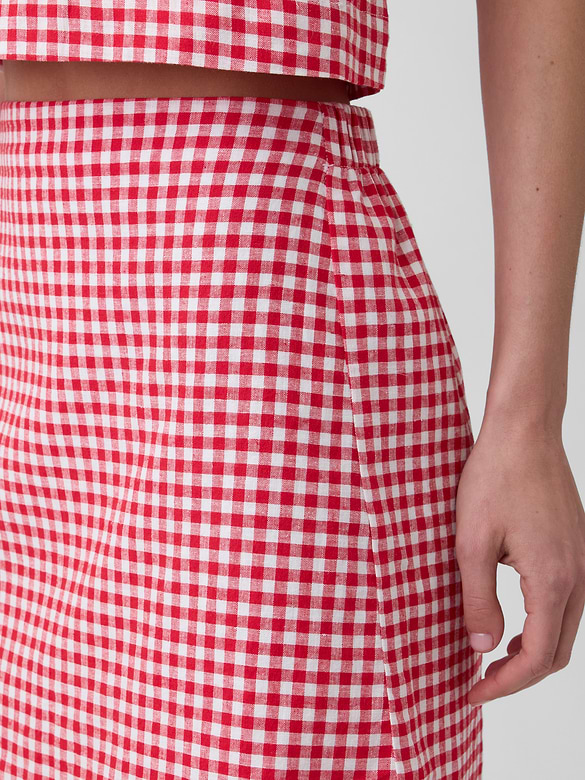 Linen-Blend Pull-On Mini Skirt