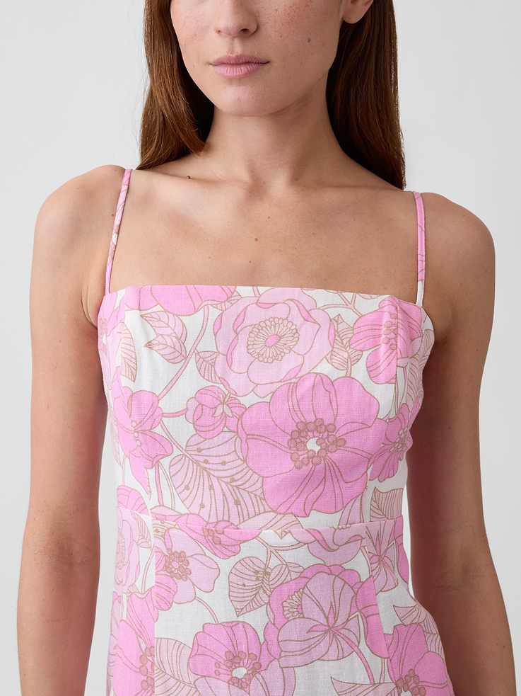 Image number 3 showing, Linen-Blend Squareneck Mini Dress