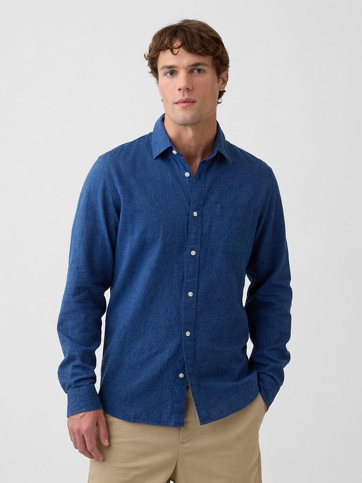 Image number 1 showing, Linen-Blend Shirt in Standard Fit
