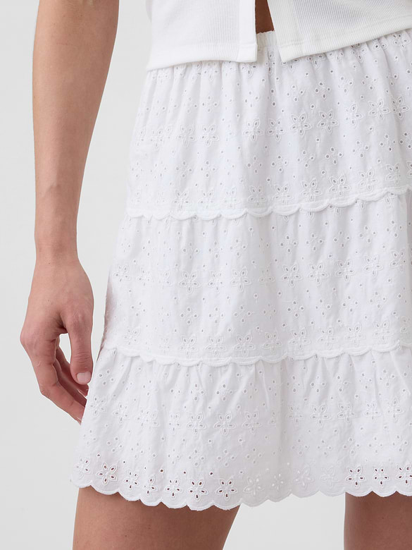 Tiered Eyelet Mini Skirt