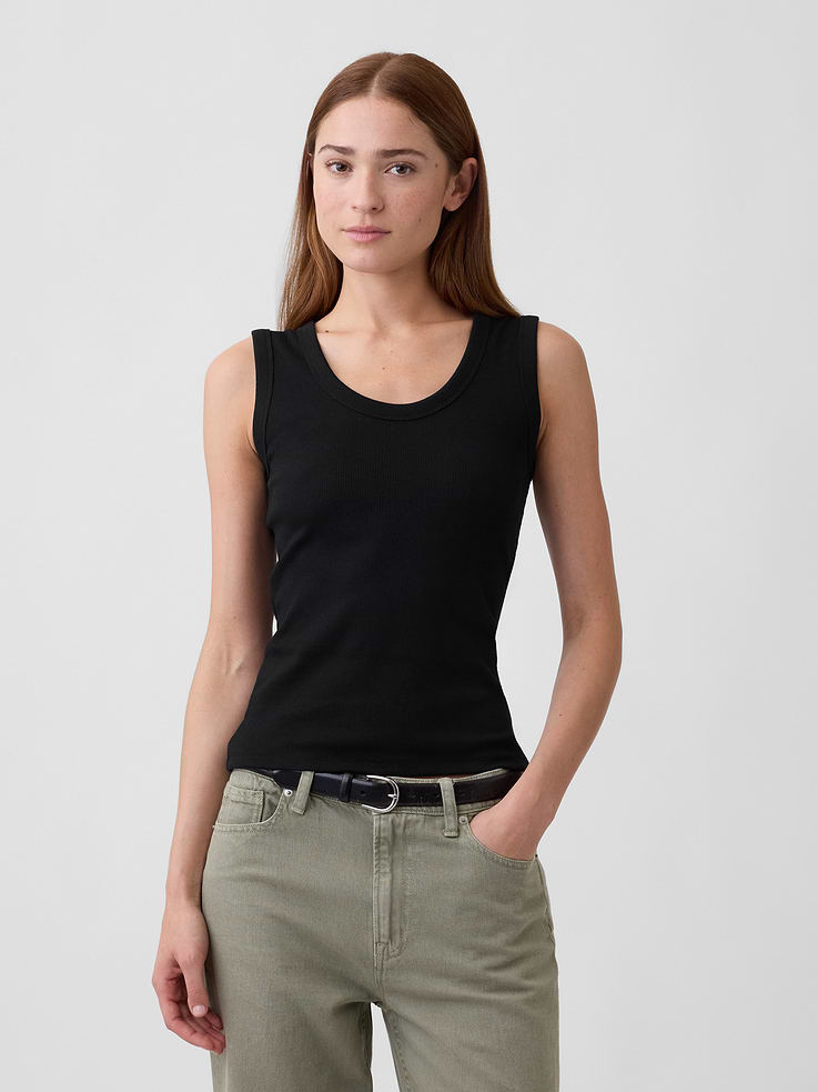 Image 1 of 5, Soft ribbed knit., Tank straps., Scoopneck., Select styles have allover print or stripes., Product #1175576