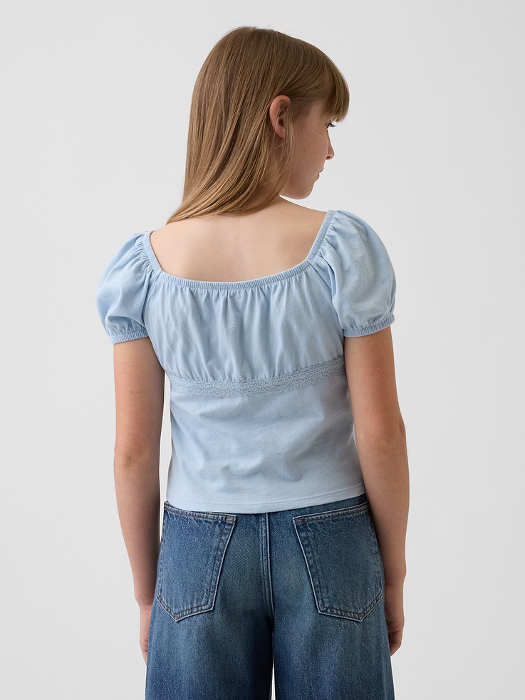 Image number 3 showing, Kids Lace-Trim Puff-Sleeve Top