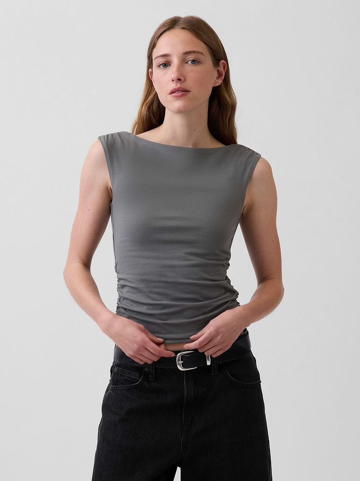 Image number 1 showing, CloseKnit Jersey Ruched Crop Top
