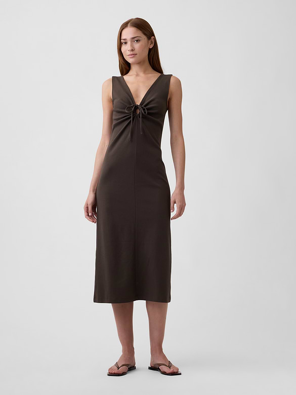 Tie-Front Midi Dress