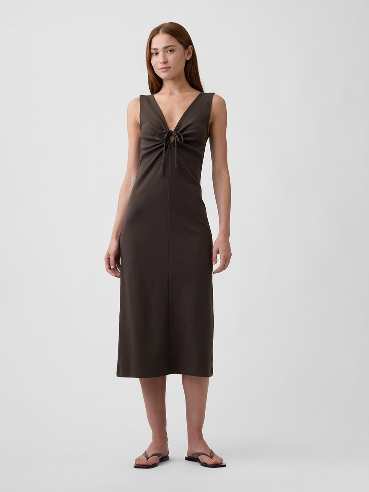 Image number 1 showing, Tie-Front Midi Dress