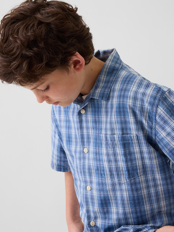 Image number 4 showing, Kids Textured Plaid Relaxed Vacay Shirt