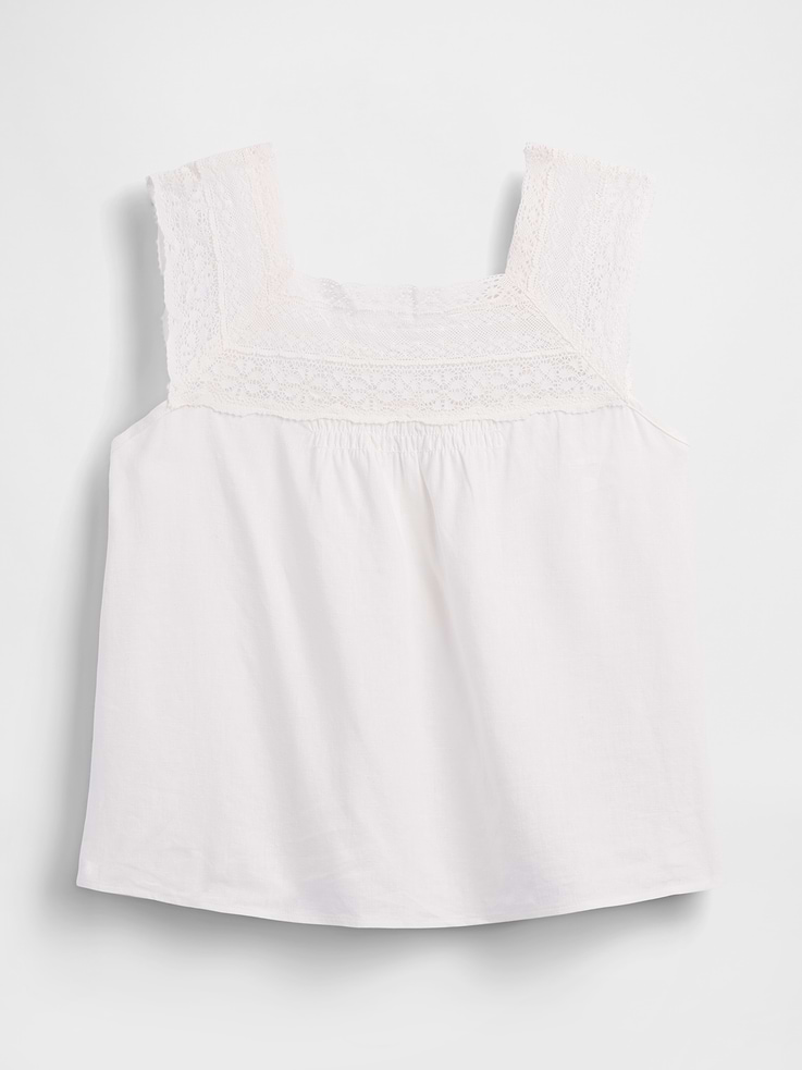 Image number 5 showing, Linen-Blend Crochet Square-Neck Top