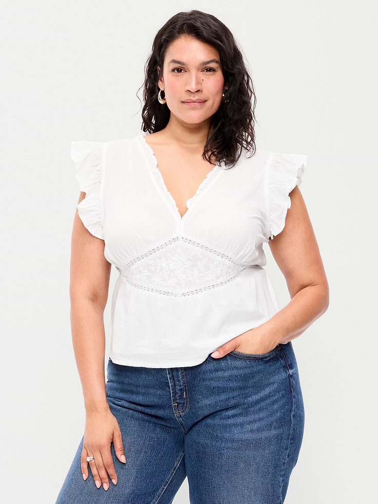 Image number 6 showing, Flutter-Sleeve Embroidered Top