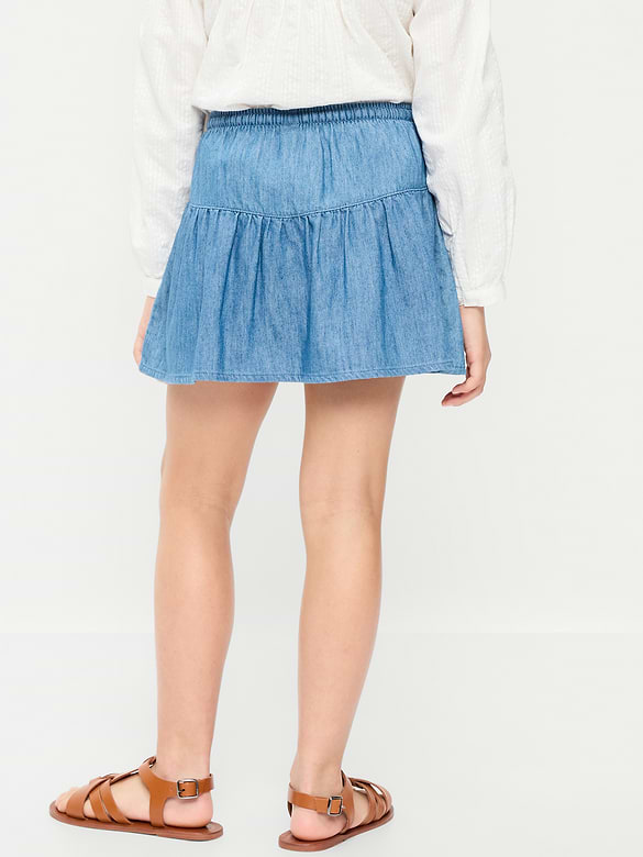 Chambray Buttoned Skirt for Girls