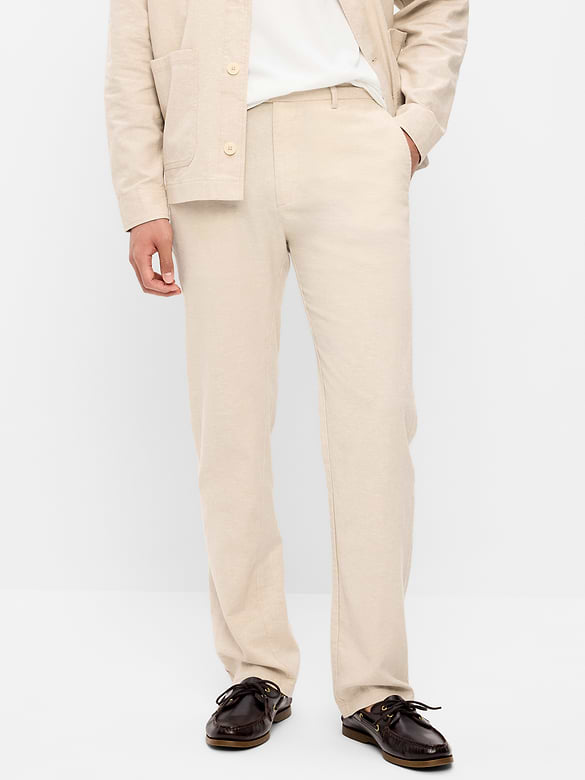 90's Straight-Fit Linen-Blend Dress Pants