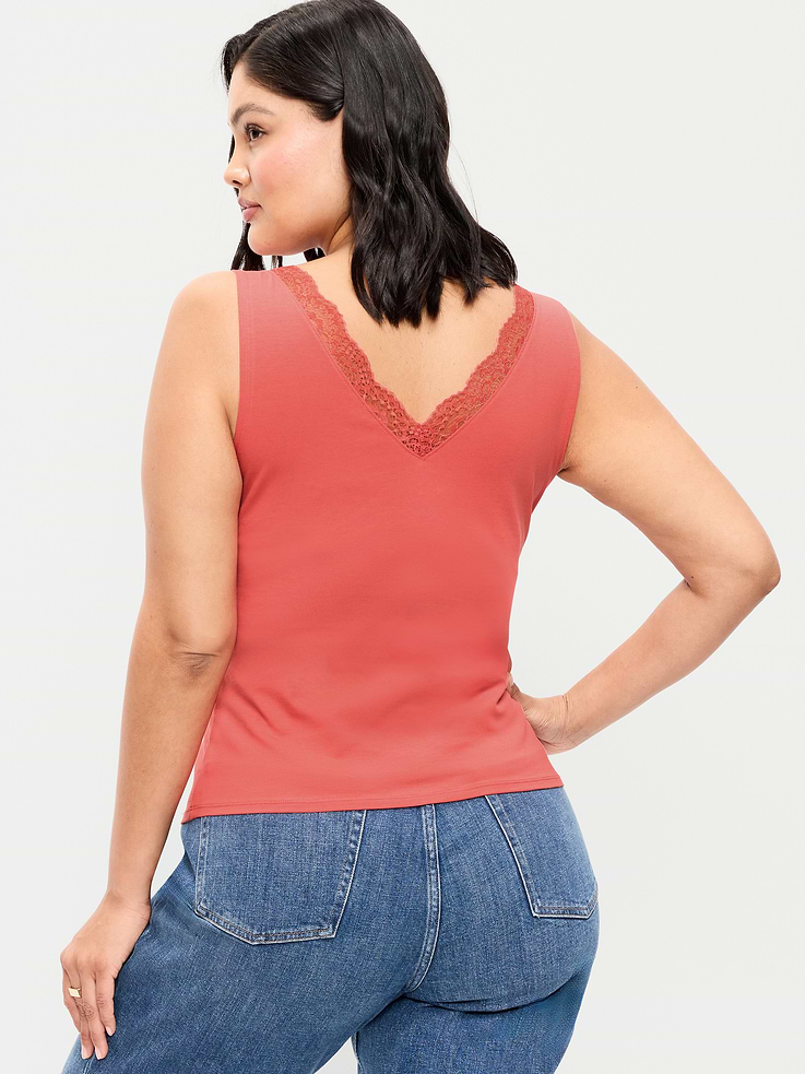 Image number 9 showing, Sleeveless Lace-Trim V-Neck Top