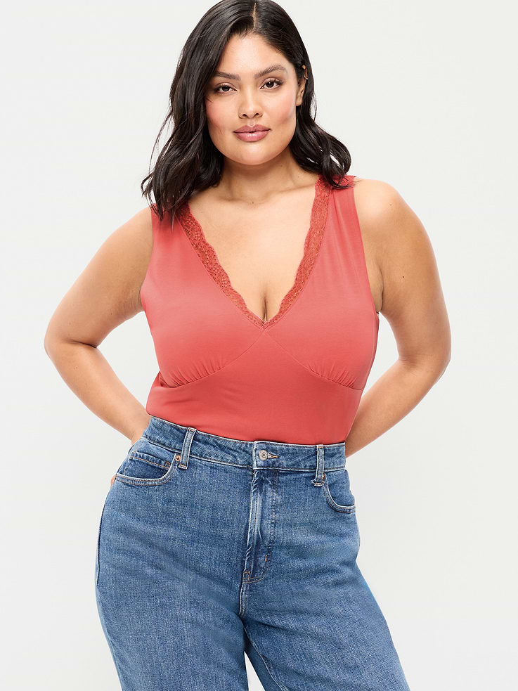 Image number 8 showing, Sleeveless Lace-Trim V-Neck Top