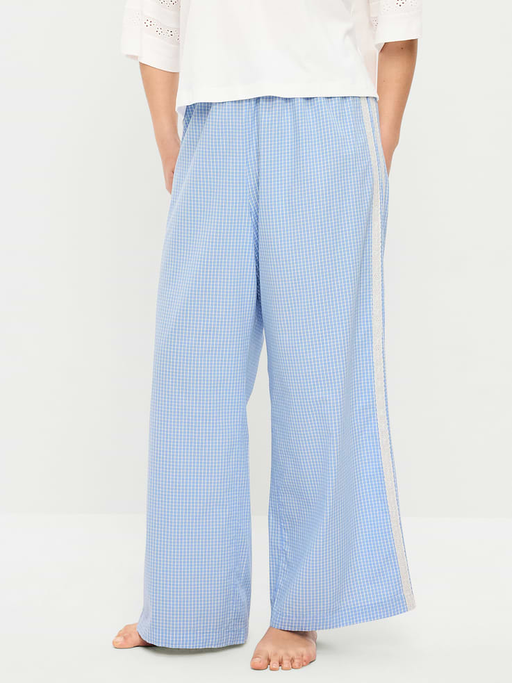 Image number 4 showing, Poplin Wide-Leg Pajama Pants