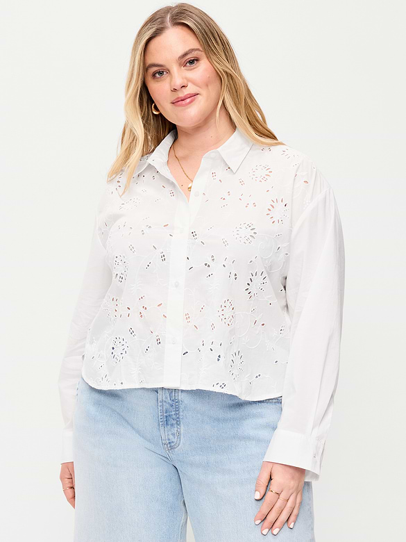 Chemisier court à broderie anglaise