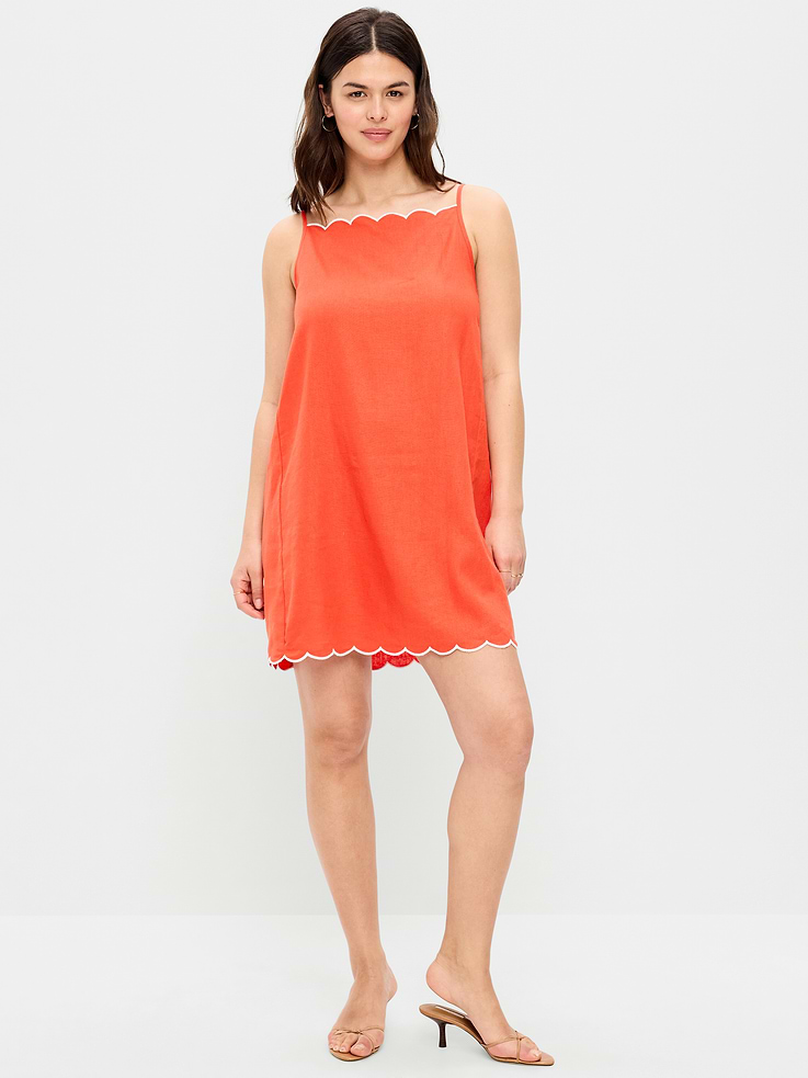 Image number 2 showing, Scalloped-Edge Apron-Neck Mini Shift Dress