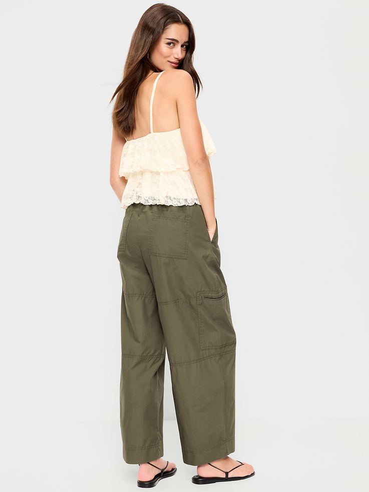 Image number 3 showing, Mid-Rise Cropped Barrel-Leg Utility Pants