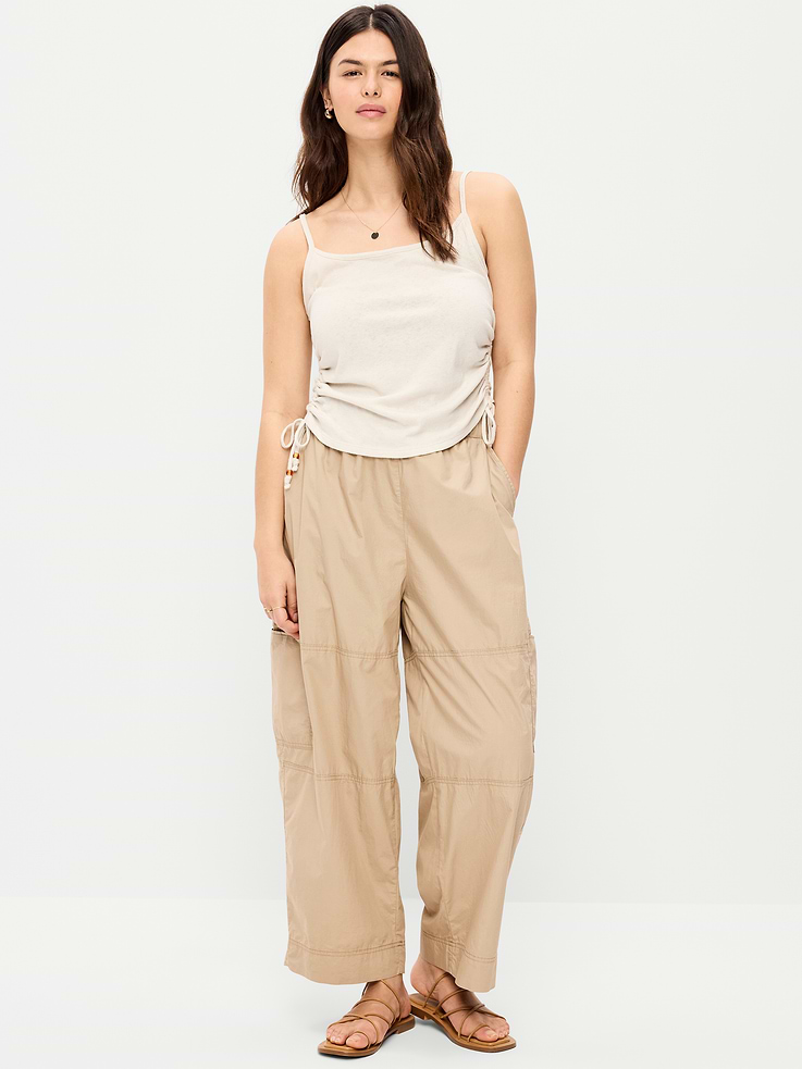 Image number 5 showing, Mid-Rise Cropped Barrel-Leg Utility Pants