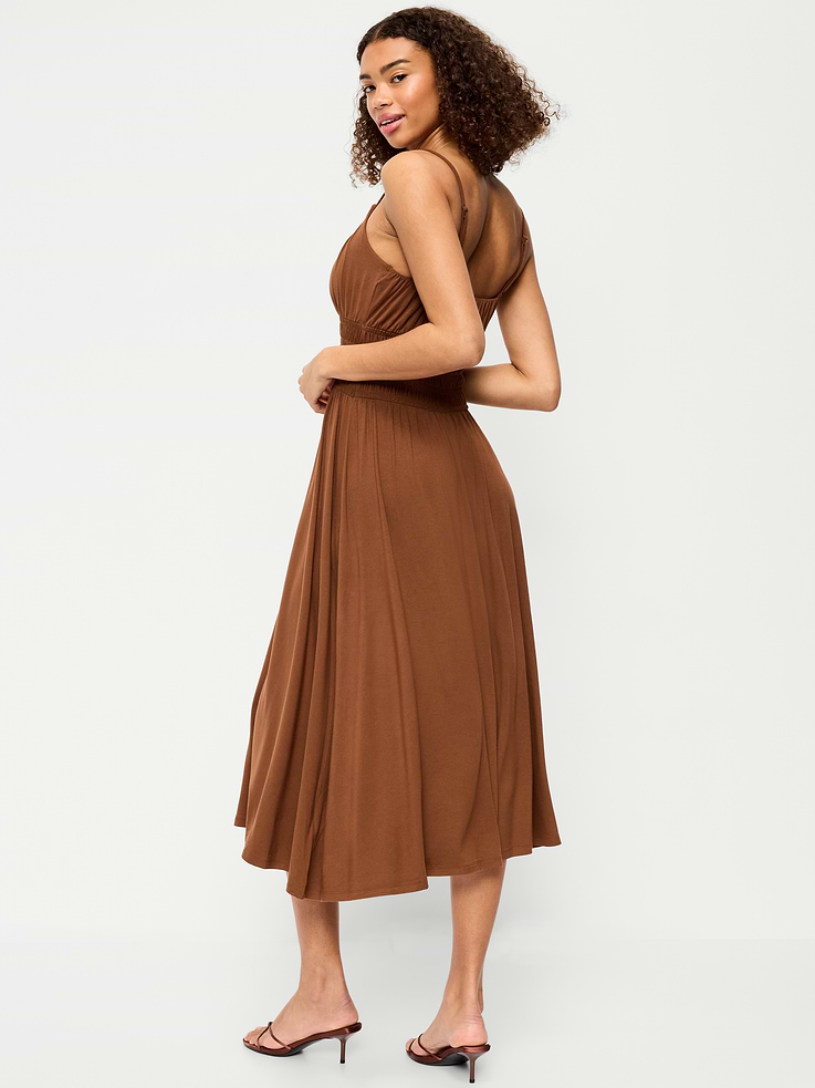 Image number 2 showing, Fit & Flare Jersey Smocked-Waist Midi Dress